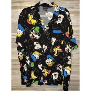 Disney Men's and Big Men's Mickey Mouse Friends Graphic Button Up 3XL Limited #M